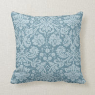 Vintage floral art nouveau blue green pattern throw pillow