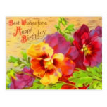 Vintage Floral Birthday Postcard
