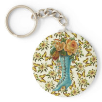 Vintage Floral Boot Key Chain