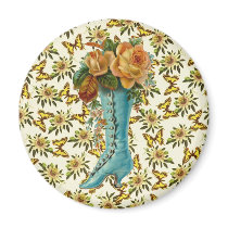 Vintage Floral Boot Magnet
