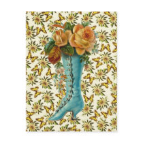 Vintage Floral Boot Postcards