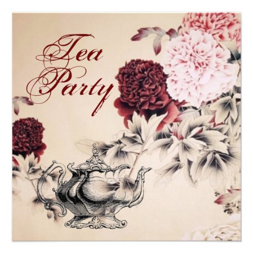 Vintage Floral Bridal Shower Tea Party Invitation