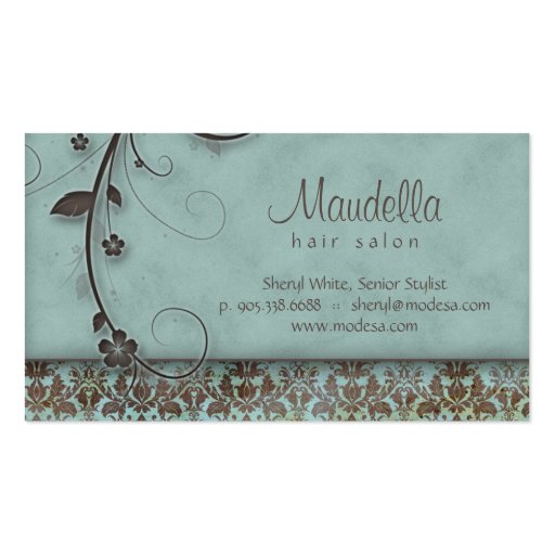 Vintage Floral Business Card Hair Salon (back side)