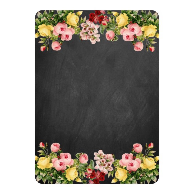 Vintage Floral Chalkboard Bridal Shower 5x7 Paper Invitation Card