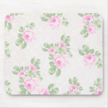 Vintage floral chic pink roses mouse pad
