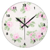 Vintage floral chic pink roses wall clocks