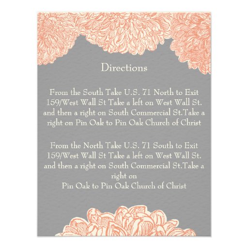 Vintage Floral Chrysanthemum Gray and Peach Announcements