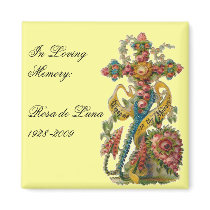 Vintage Floral Condolence Cross magnets by JuJuGarden Vintage Floral Condolence Cross magnets