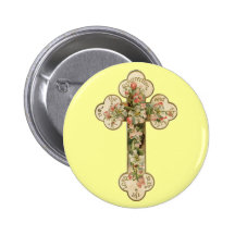 Vintage Floral Cross Buttons