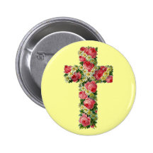 Vintage Floral Cross Buttons