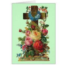 Vintage Floral Cross Card