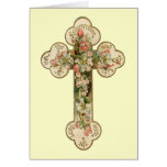 Vintage Floral Cross Greeting Card