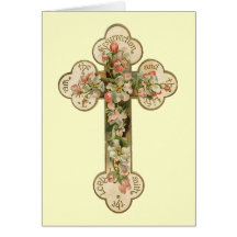 Vintage Floral Cross Greeting Card
