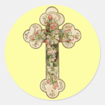 Vintage Floral Cross Sticker