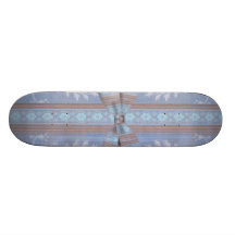 Vintage Floral Decor Wallpaper Pattern Blue Brown Skate Decks