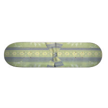 Vintage Floral Decor Wallpaper Pattern Green Blue Skateboard Decks