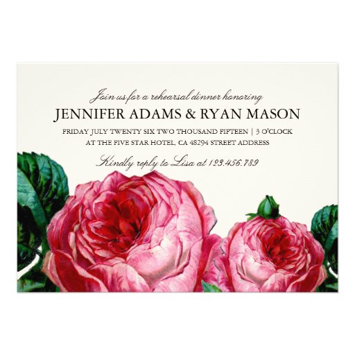 VINTAGE FLORAL DECOUPAGE REHEARSAL DINNER INVITE