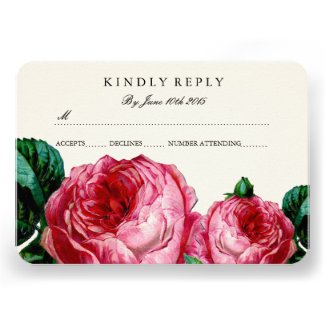 Vintage Pink Rose RSVP Cards