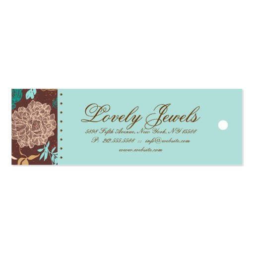 Vintage Floral Fashion Clothing Blue Brown Cream Business Card Template