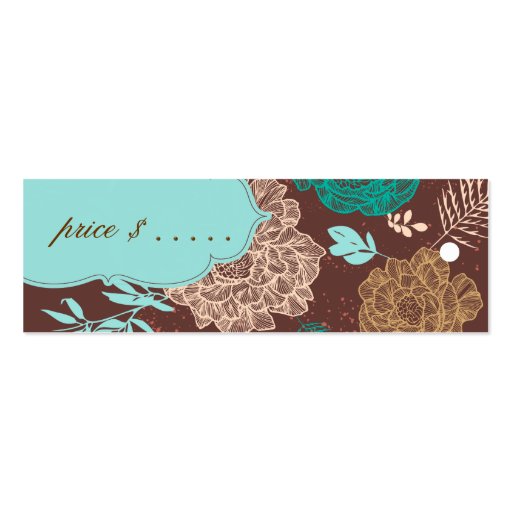 Vintage Floral Fashion Clothing Blue Brown Cream Business Card Template (back side)