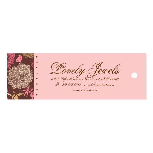Vintage Floral Fashion Clothing Pink Brown Cream Business Card Template (front side)