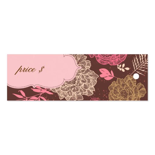 Vintage Floral Fashion Clothing Pink Brown Cream Business Card Template (back side)