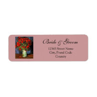 Vintage floral fine art bride and groom wedding return address labels