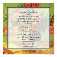 Vintage floral fine art wedding invitations custom announcements