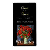 Vintage floral  fine art wedding wine label labels
