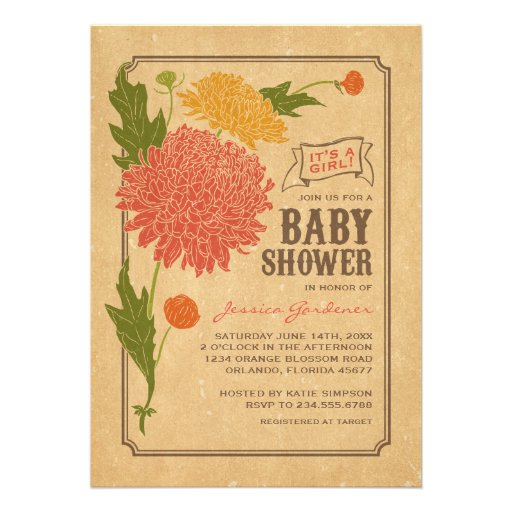 Vintage Floral Garden Party Baby Shower Invite