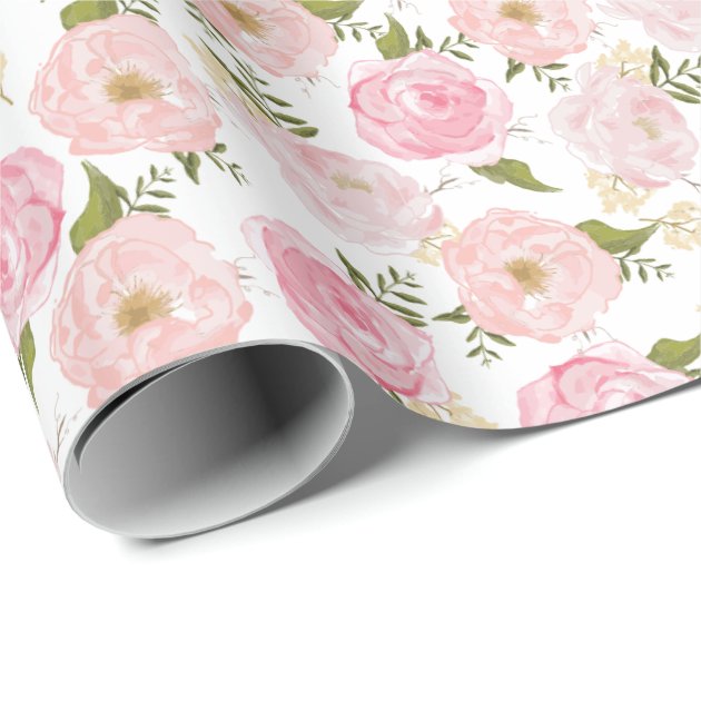 Vintage Floral Girly Flowers Wrapping Paper 1/4