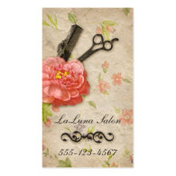 Vintage floral hair stylist salon girly scissors business cards