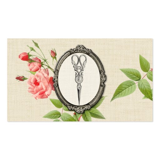Vintage Floral Hair Stylist Shears Scissors Business Cards (front side)