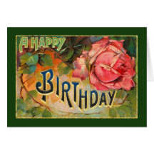 Vintage Floral Happy Birthday Greeting Cards