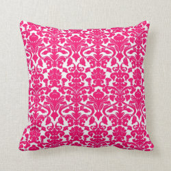 Vintage Floral Hot Pink Damask Seal Pillow
