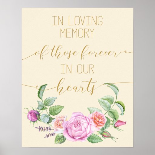 vintage floral in loving memory poster sign zazzle vintage floral in loving memory poster sign zazzle