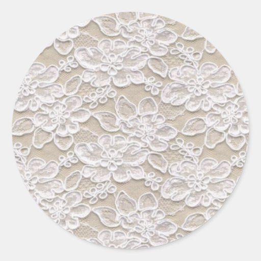 Vintage Floral Lace Classic Round Sticker Zazzle