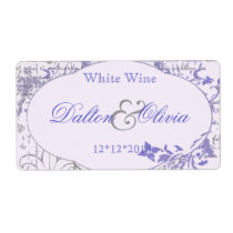 Vintage Floral Lavender Wedding Wine Label