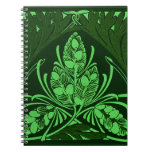 Vintage Floral Leaf Green Notebook