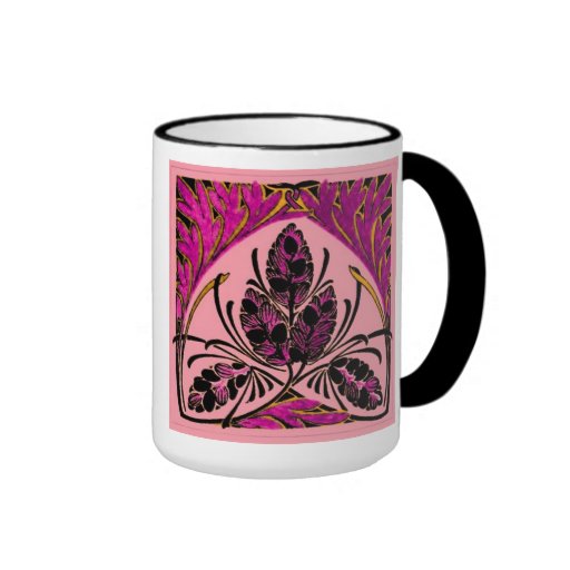Vintage Floral Leaf Peach Pink Mug