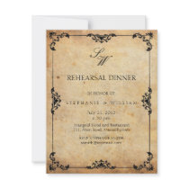 Vintage Floral Monogram Rehearsal Dinner Card Custom Invitations