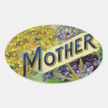 Vintage Floral Mother Oval Sticker