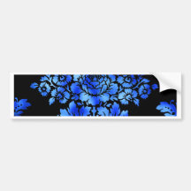 Vintage Floral Pattern Gift Black Blue Bumper Sticker