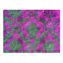 Vintage Floral Pattern Gift Pink Green Post Card