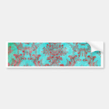 Vintage Floral Pattern Gift Red Blue 2 Bumper Stickers