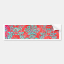 Vintage Floral Pattern Gift Red Blue Bumper Sticker