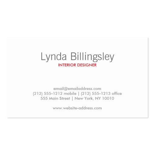 Vintage Floral Pattern II/Red Bar Business Card (back side)