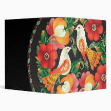 Vintage Floral Pattern With Birds Vinyl Binders