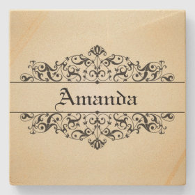 Vintage Floral Personalized Stone Coaster