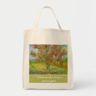 Vintage floral pink peach tree thank you bags bags